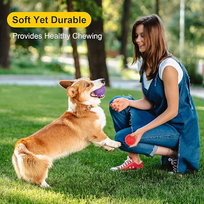 VITEVER 8 Colors 2.5” Squeaky Dog Toy Balls for Small Medium Dogs, Puppy Chew Toys for Teething, Spiky Dog Balls for Small Dogs, Durable Dog Toys for Teeth Cleaning and Training - Safe, BPA Free
