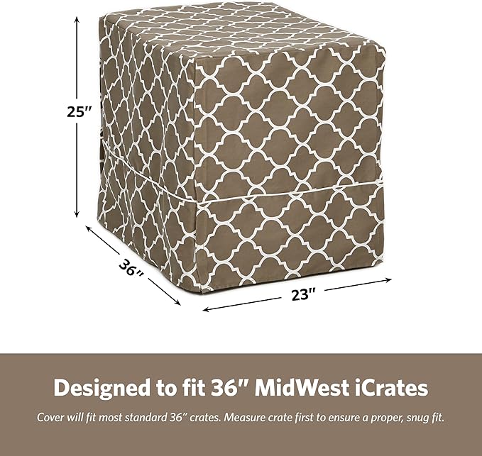 MidWest Homes for Pets Dog Crate Cover, Privacy Dog Crate Cover Fits Midwest Dog Crates, Crate Cover Only; Machine Wash & Dry; Brown Geo Print; 36 inch