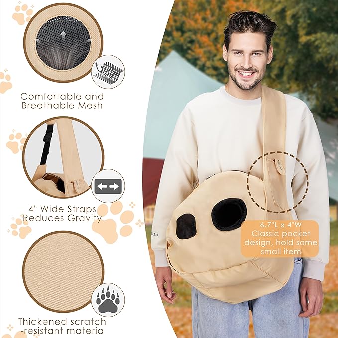 Small Dog Carrier Sling and Pet Nest, Soft-Sided Pet Sling Carrier with Thick Padded, Reversible Puppy Pouch with Breathable Mesh, Adjustable Strap, Dual-use Dog/Cat Travel Bag/Bed for Outdoor(5-22lb)