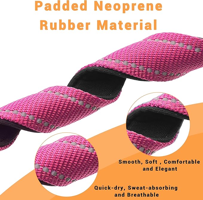 2 Pack Reflective Dog Collar with Safety Locking Buckle, Adjustable Soft Breathable Comfortable Nylon Pet Collar for Small, Medium and Large Dogs, Hotpink, L