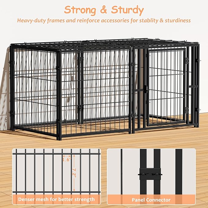 Mr IRONSTONE Dog Crate Small Dog Kennel Dog House Indoor Dog Cage for Small Medium Large Dogs, Puppy Dog Playpen, Pet Cage, 24" H x 48" L