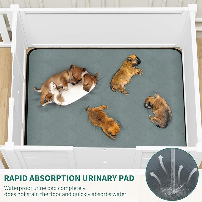 YITAHOME Whelping Box for Dogs/Puppies: 2-Room Large Indoor Outdoor Playpen 78" L x 39.4" W x 17.7" H with Removable Doors, Washable Pads, Portable Puppy Brooder