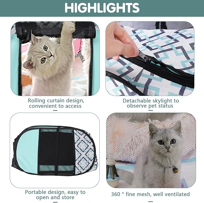 Lucky Monet Foldable Dog Playpen Enclosed Cat Puppy Playpen Indoor Pop Up Pet Animal Playpen Outdoor Kennel Cage Pen Tent for Small Medium Dog Puppy Cat Kitten Rabbit - 36" L x 36" W x 23" H