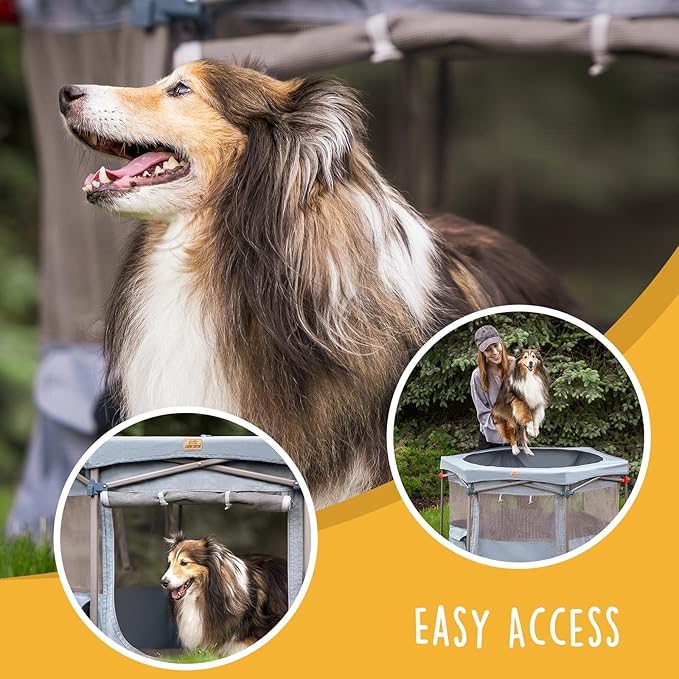 Zora Portable Pet Playpen, Foldable Dog Playpens for Indoor and Outdoor Exercise, Pop Up Pet Fence with Carrying Case for Dogs/Puppies, Dove Gray, 49" x 49" x 28"