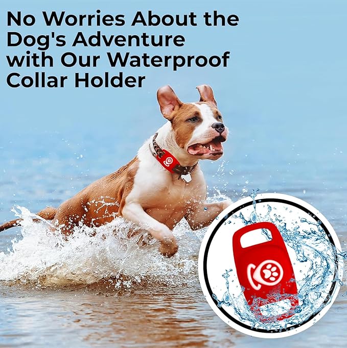 Pet Tracker for Dog, Dog Tracker Smart Pet Location Tracker with Tracker Holder, Item Finder MFi Certificated Tracking Device, No Monthly Fee, Works with Find My (iOS Only) Not GPS Tracker Red