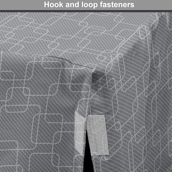 Ambesonne Geometric Dog Crate Cover, Interlinking Round Edged Squares Forming Tileable Pattern, Easy to Use Pet Kennel Cover for Medium Large Dogs, 42 Inch, Pearl Grey