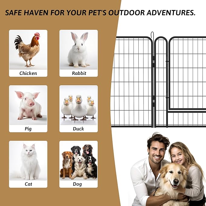 KEIKI 12 Panels 31.7" H Heavy Duty Metal Playpen with Door for Dog Fence,Pet Exercise Pen Versatile Shape for Outdoor Indoor