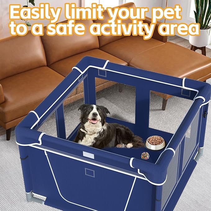 42 Inches Dog Playpens,Puppy Playpen with Gate for Puppies or Small Dogs, Dog Fence Pet Playpen for Indoor & Outdoor