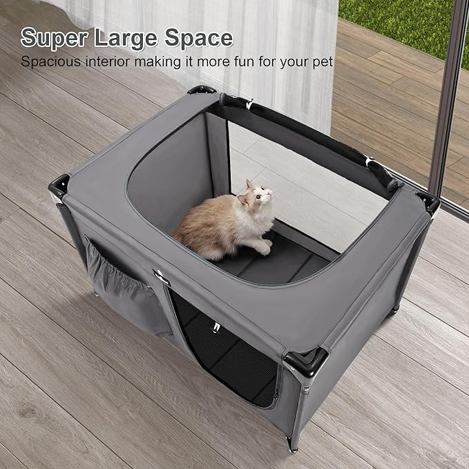 Dog Playpen, Oxford Fabric Dog Crate, Collapsible Portable Dog Crate for Dogs and Cats, Dog Pen with Carrying Bag, Cat Pet Playpen for Indoor, Outdoor, Travel Camping