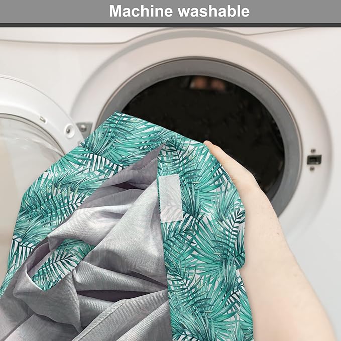 Lunarable Leaf Dog Crate Cover, Fresh Tropical Exotic Island Palm Tree Leaves in Jungle Abstract Watercolor, Easy to Use Pet Kennel Cover for Small Dogs Puppies Kittens, 18 Inch, Pale Blue and Green