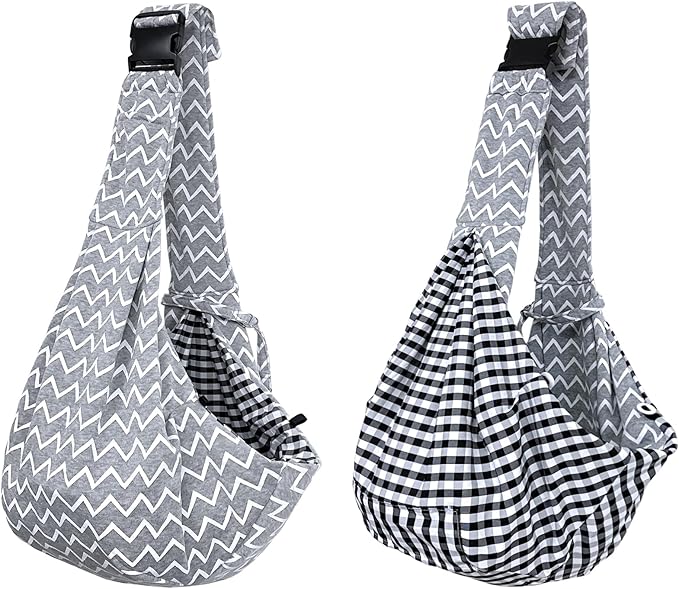 Kanemc Cat Wrap Carrier Small Dog Sling, Puppy Pouch Chest Bag Soft Shoulder Pad Bottom Support, Fits 12Lbs Short Dog 16Lbs Cats Pets, Grey Wave Carriers