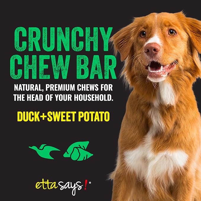 etta says! Premium Crunchy Chew Bars - All Natural - Duck and Sweet Potato - Made in The USA (12 Count Pack of 1)