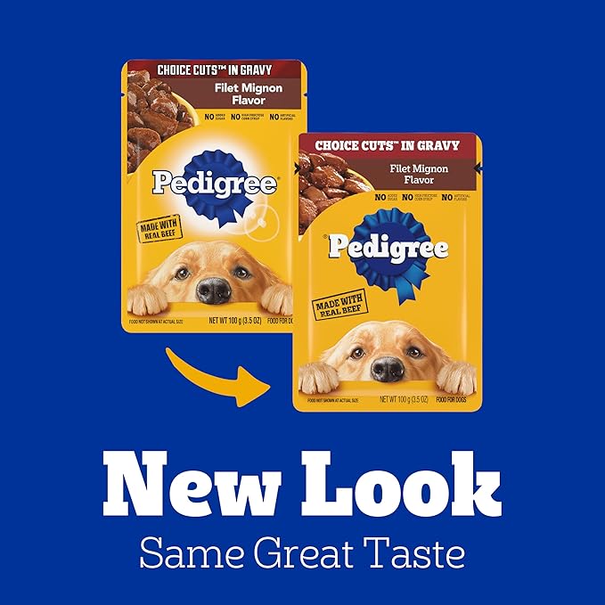 Pedigree Choice Cuts In Gravy Adult Soft Wet Dog Food, Filet Mignon Flavor, 3.5 oz Pouches (16 Count)