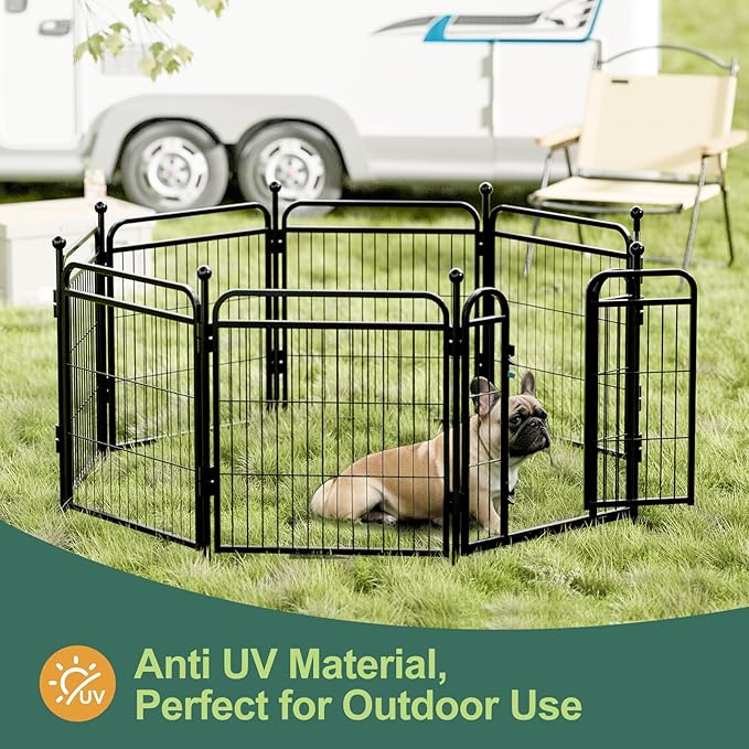 Gardner Pet Dog Playpens, 24" H 8 Panels Dog Pen Outdoor/Indoor Dog Fence Exercise Pen for Small/Medium Dogs, Foldable Pet Play Yard Gate with Gravity Automatic Lock, Pet Playpen, Black