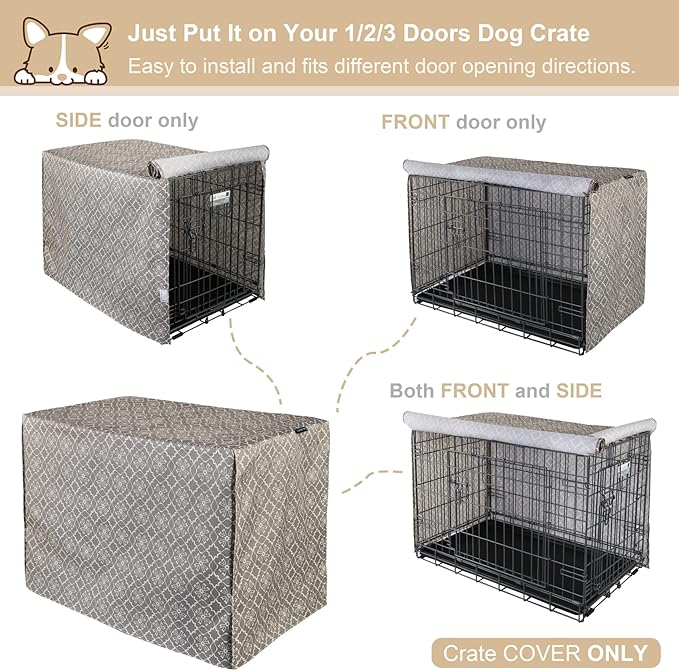 Explore Land Pattern Dog Crate Cover for 30 Inches Wire Cage, Heavy-Duty Polyester 1 2 3 Doors Standard Metal Pet Kennel Enclosure (Vintage Violet)