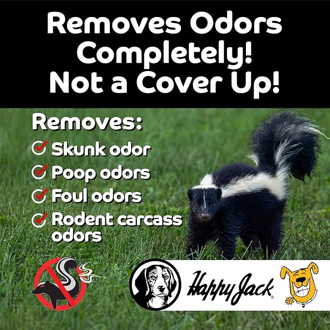 HAPPY JACK Mephidide Anti Skunk Shampoo for Dogs, Cats, Pets – Hypoallergenic Skunk Odor Remover for Dogs – Deodorizing Dog Shampoo (16oz)