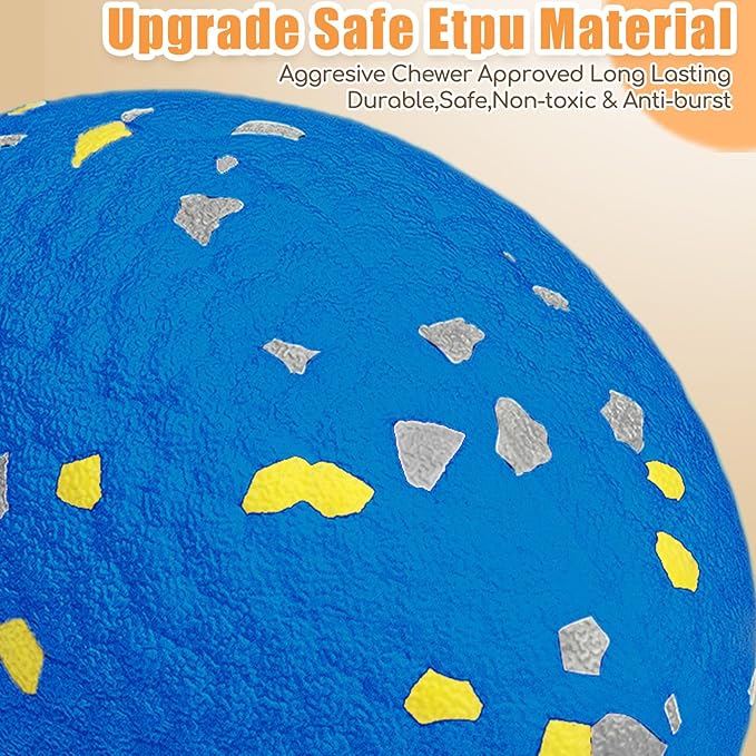 Upgrade Olive Dog Balls Rugby Toys for Aggressive Chewers, Indestructible Tennis Balls for Dogs (Blue)