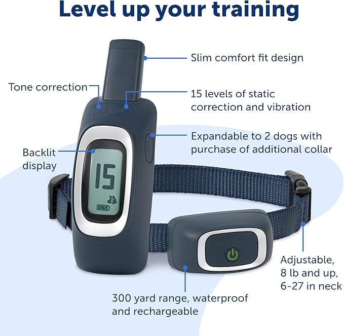 PetSafe 300 Yard Remote Training Collar - 2 Dog Kit - Tone, Vibration & 15 Levels of Safe & Humane Static Stimulation, Medium Range Option to Train Off Leash Dogs, Waterproof, Durable, Rechargeable