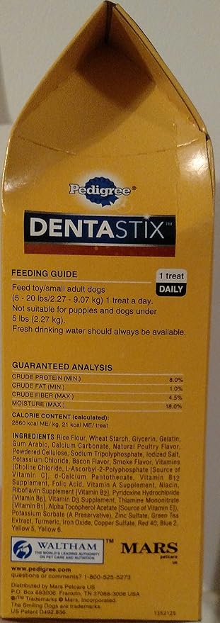 Dentastix Dog Treats for small / toy sized dog snacks / 40 count BIG box! Recommended 1x per day / Bacon flavor / Triple Action clean breathe for you small or toy sized dog. Did I mention BACON??!