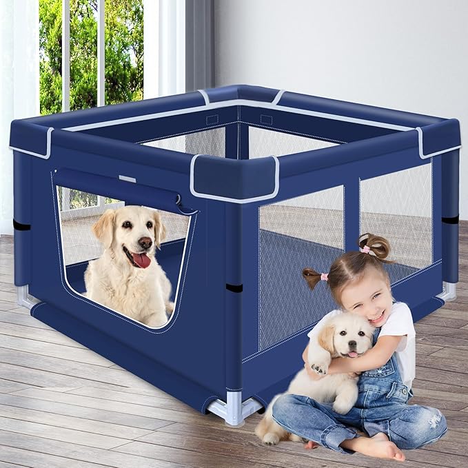 42x42x26 Inches Dog Playpens,Puppy Playpen with Gate for Puppies or Small Dogs, Dog Fence Pet Playpen for Indoor & Outdoor
