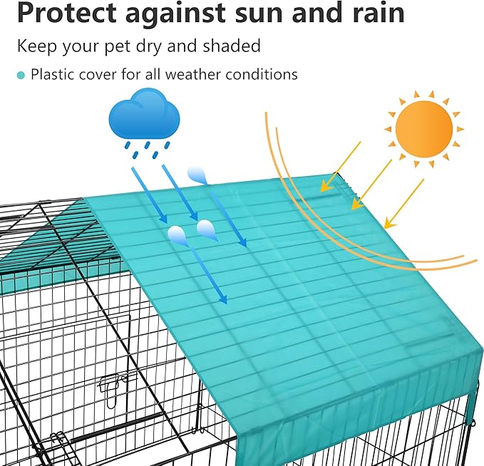 FDW 86”x 40” Metal Chicken Coop Run Outdoor Backyard Rabbit Hutch Chicken Cage Pens Crate Enclosure Rabbit Bunny Cage Duck Exercise Pen Pet Playpen with Waterproof Cover, Black