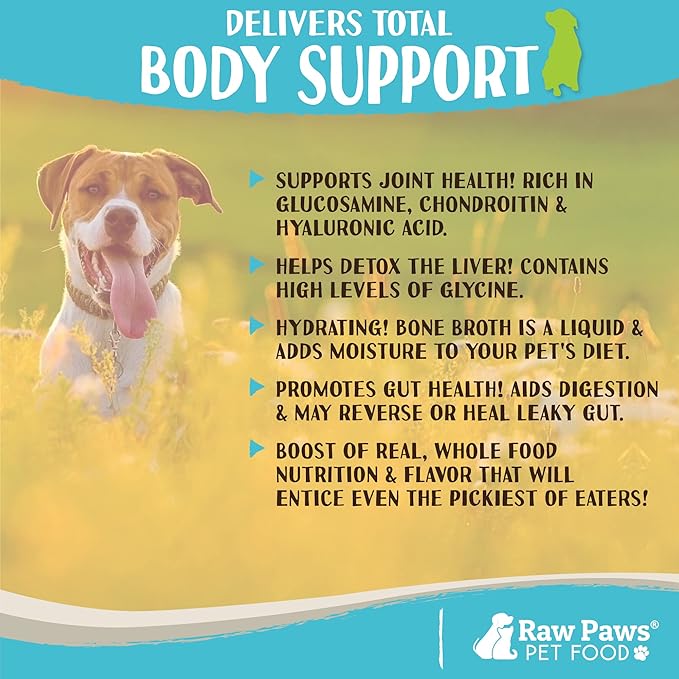 Raw Paws Chicken Bone Broth for Dogs & Cats, 6-oz - Made in USA - Dog Food Topper - Bone Broth Protein Powder for Dogs, Powdered Bone Broth for Dogs, Bone Broth for Cats, Dog Gravy Topper for Dry Food