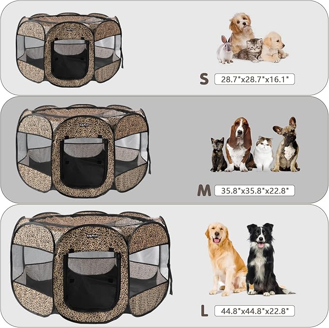 Lucky Monet Portable Dog Cat Playpen Small Dog Puppy Kitten Play Pens Indoor Pop Up Travel Dog Pen for Outdoor Camping Use