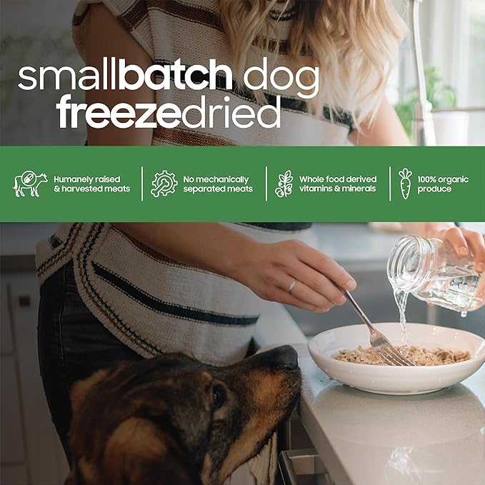 Smallbatch Pets Freeze-Dried Premium Raw Food Diet for Dogs, Beef Recipe, 14 oz, Made in The USA, Organic Produce, Humanely Raised Meat, Hydrate and Serve Patties, Single Source Protein, Healthy