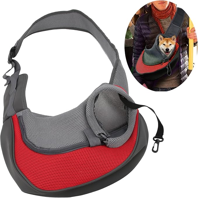Pet Dog Sling Carrier Portable Wearresistant Puppy Carrier Bag with Breathable Mesh Pet Carry Bag for Dogs Suitable for Traveling Outdoor Adjustable Strap