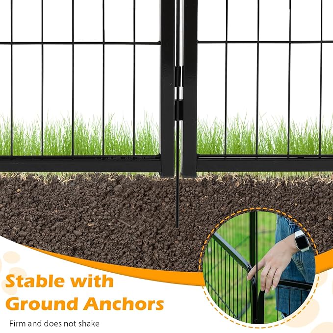 FDW Dog Playpen Dog Pen Dog Kennel 16 Panels 24 Inch Height Indoor Outdoor Folding Metal Portable Puppy Exercise Pen Heavy Duty Dog Fence for Yard Camping,Black