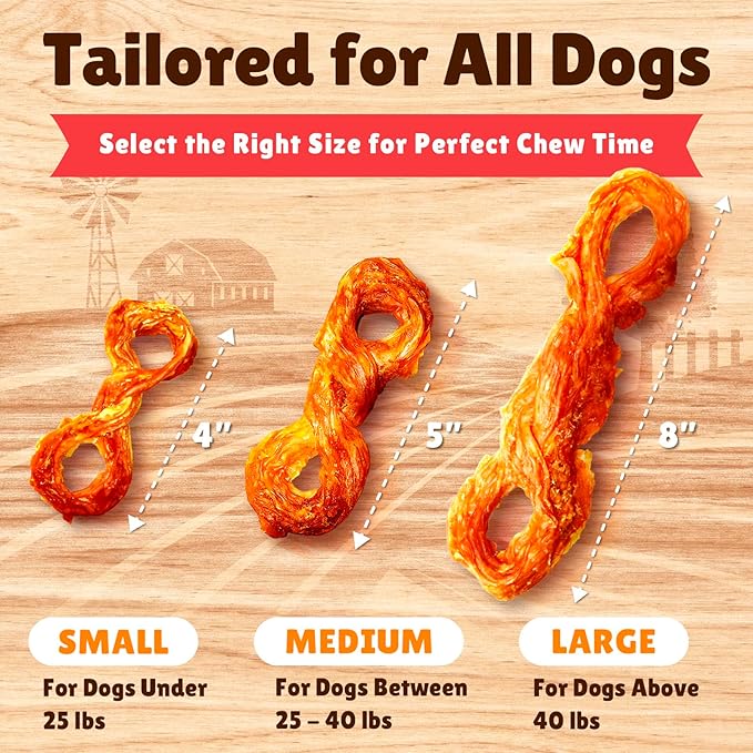 Gootoe Turkey Tendon Dog Treats, Rope (M) 3.17 oz, 100% USA Sourced Turkey, Natural Snack, Premium Puppy Chews, Hypoallergenic, Reseal Value Bags, Size for Medium Dogs