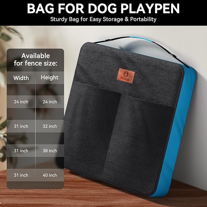 PJYuCien Dog Playpen Plus Storage Bag for Camping, 38" H Dog Pen with Extra Hard Bottom and Top,Heavy Duty Puppy Playpen for Puppies/Small/Medium Dogs, 8 Panels