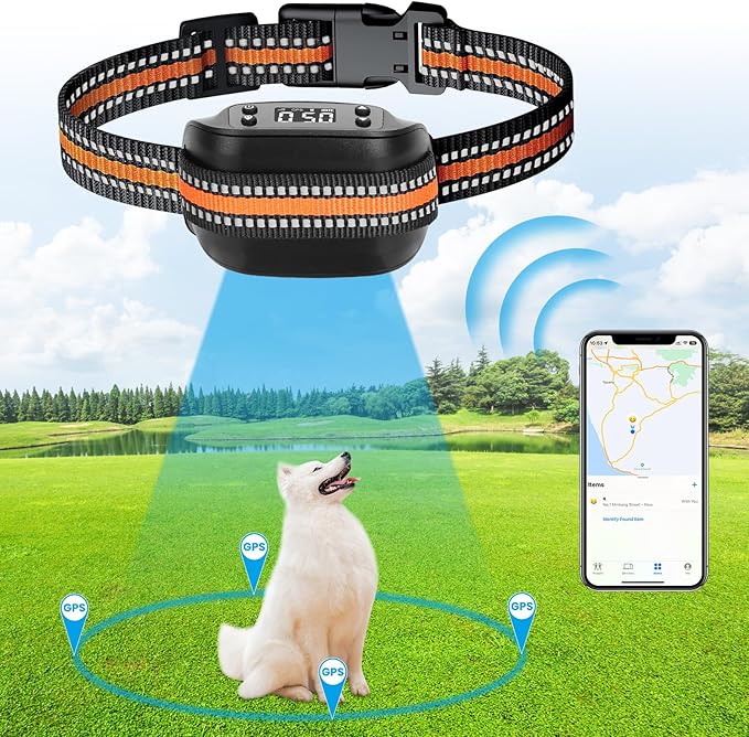 Moclever GPS Dog Fence, 2 in 1 GPS Dog Collar Fence System&GPS Tracker, Wireless GPS Dog Fence with 3 Training Mode 32-2887ft Radius IPX6 Waterproof for Small Medium Large Dogs