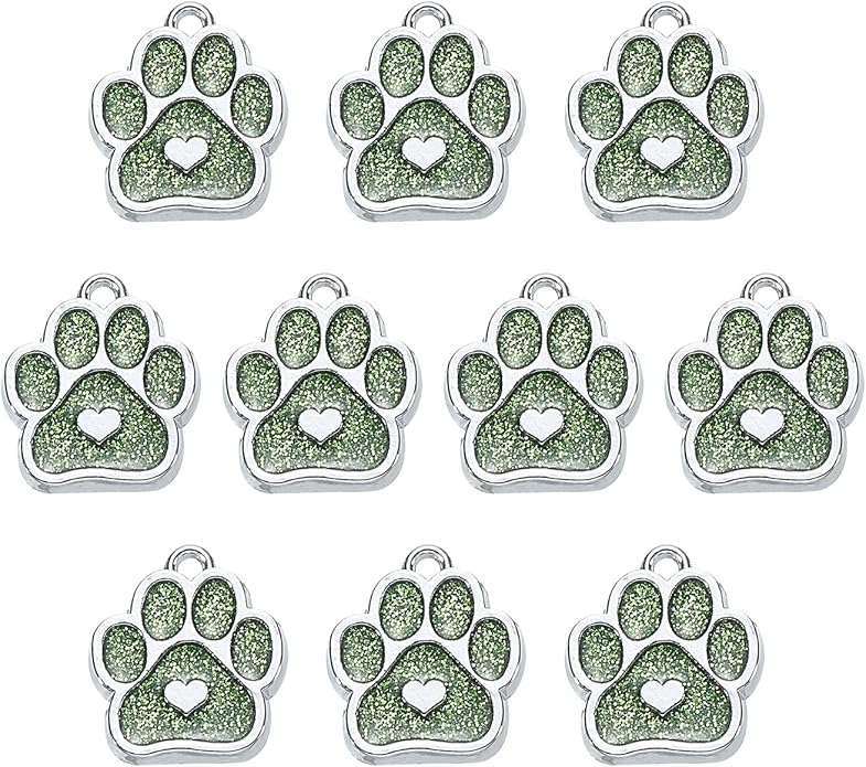 MECCANIXITY Cat Dog Paw Charm Footprint Paw Print Charm Alloy Enamel Pendants for DIY Jewelry Making, Earrings Necklaces Bracelets, Crafts