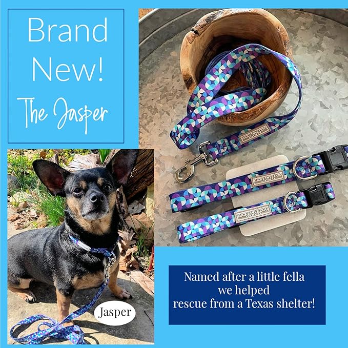 Lucky Love Dog Patterned Dog Collar - Adjustable, Durable, Soft Webbing, & Comfortable Dog Collar for Male and Female Dogs - Cool Dog Collar in Jasper Pattern with Strong Buckle, Small Size