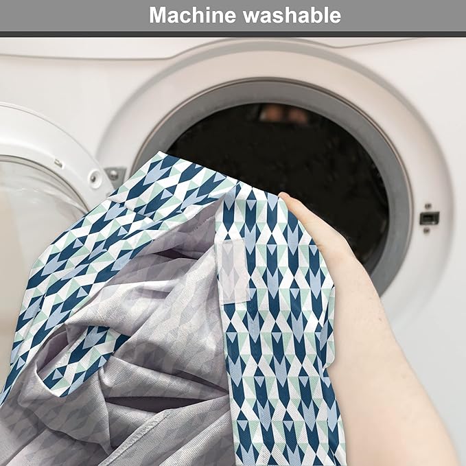 Lunarable Chevron Dog Crate Cover, Stripes Zigzags and Other Geometrical Shapes Pastel Colored Pattern, Easy to Use Pet Kennel Cover for Cats & Medium Dogs, 24 Inch, Mint Navy Blue Pale Blue