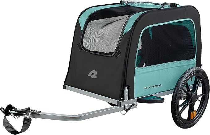 Retrospec Rover Waggin' Pet Bike Trailer - Small & Medium Sized Dogs Bicycle Carrier - Foldable Frame with 16 Inch Wheels - Non-Slip Floor & Internal Leash