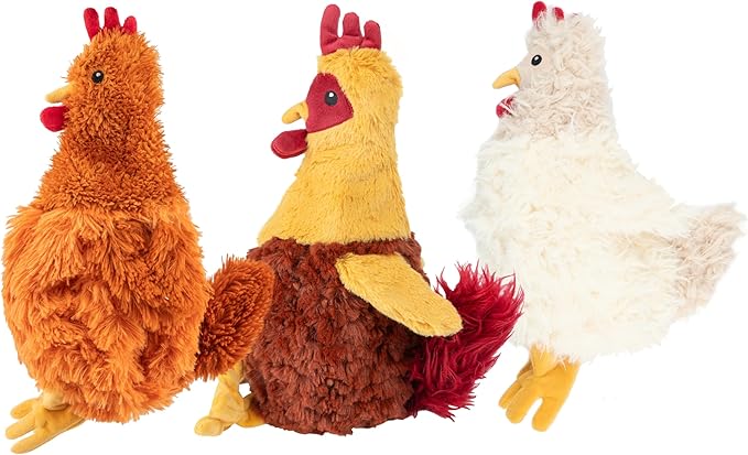Best Pet Supplies Chicken Crinkle Plush Dog Toys for Interactive Play, Puppy and Senior Indoor Play, Colorful Chicken Toy Shape, Cute and Cuddly - Crinkle Chicken (Wine Red)