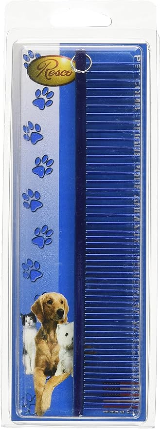 Resco US-Made Combination Comb for Dogs and Cats, Blue