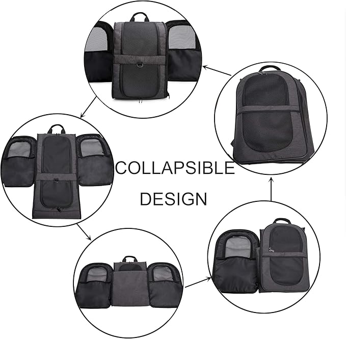 Apollo Walker Pet Carrier Backpack for Large/Small Cats and Dogs, Puppies, Safety Features and Cushion Back Support for Travel, Hiking, Outdoor Use (Black)