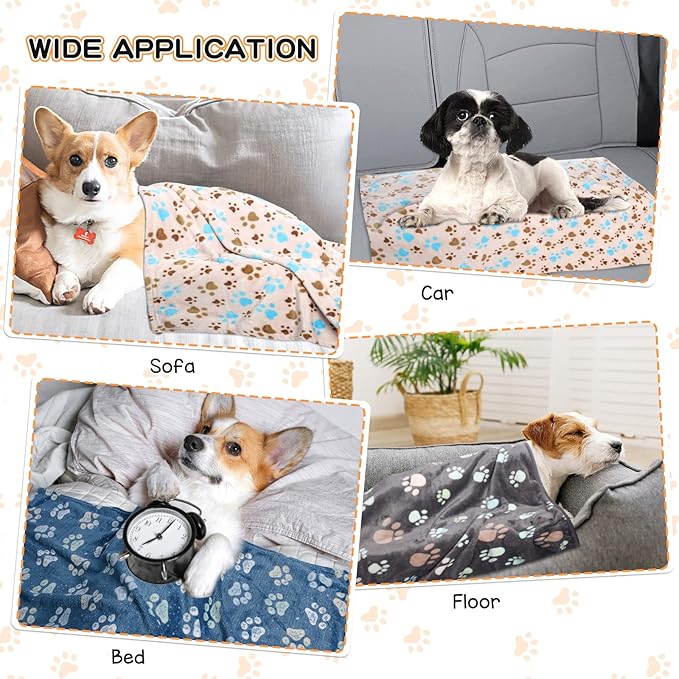 1 Pack 3 Blankets for Dogs, Dog Blankets for Large Dogs, Medium Dog Blanket Super Soft Fluffy Premium Fleece Pet Blanket Flannel Throw for Dog Puppy Cat Paw Blanket(41x31inch)