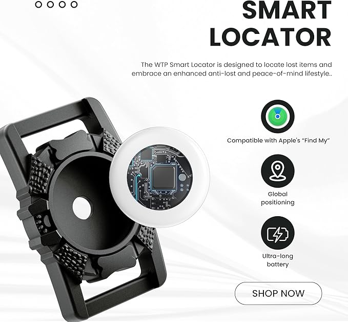 Smart Pet Locator, Dog/Cat Tracker with Collar Holder, Smart Tag for Seamless Location Tracking, Bluetooth Tracker Locator Pairs with Apple Find My (iOS only), 400ft Range Smart Tracker Tags, Black