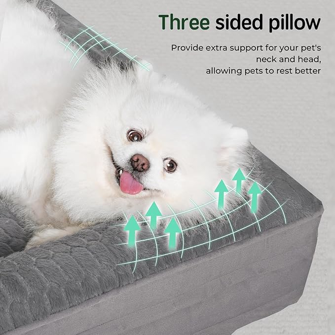 BALANCE Orthopedic Dog Bed, Egg Crate Foam Dog Couch for Pet Sleeping, Pet Sofa with Removable Washable Cover & Nonskid Bottom, Comfy Dog Bed for Medium Size Dog, Grey