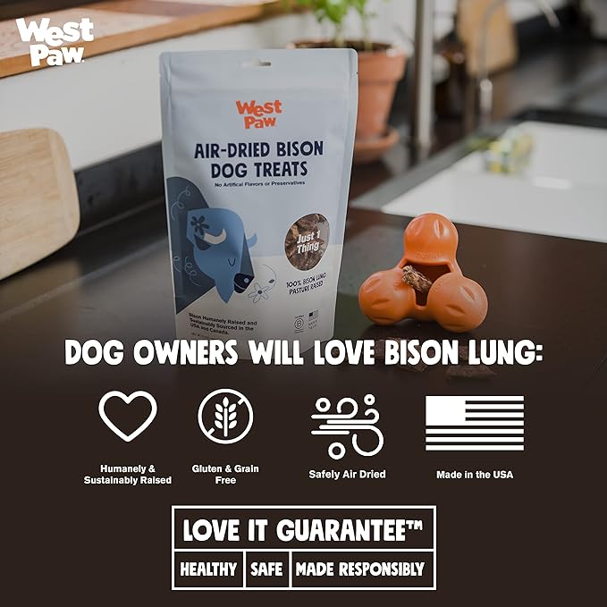 WEST PAW Air Dried Bison Lung Dog Treats – Farm Fresh Bison Lung Snacks for Dogs – Wholesome Canine Treat – Vitamins, Minerals, Proteins – One-Ingredient Treat – 2.5 Oz. (1 Pack)