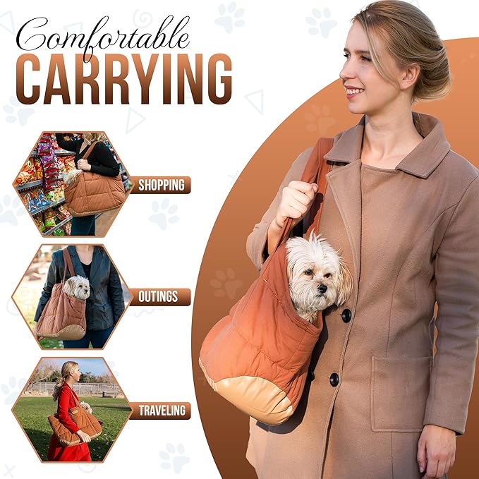 Purse Carrier for Small Dogs, Cozy Plush Pet Carrier Purse, Secure Harness Clip, Lightweight Dog Tote Bag Carrier for Small Dogs and Puppies