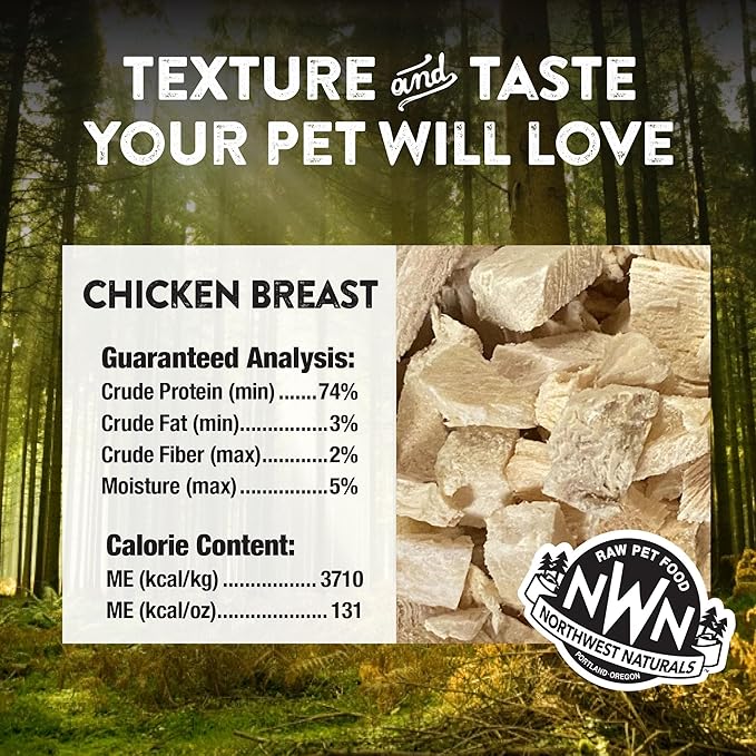 Northwest Naturals Raw Rewards Freeze-Dried Chicken Breast Treats for Dogs and Cats - Bite-Sized Pieces - Healthy, 1 Ingredient, Human Grade Pet Food, Natural - 10 Oz (Pack of 2)