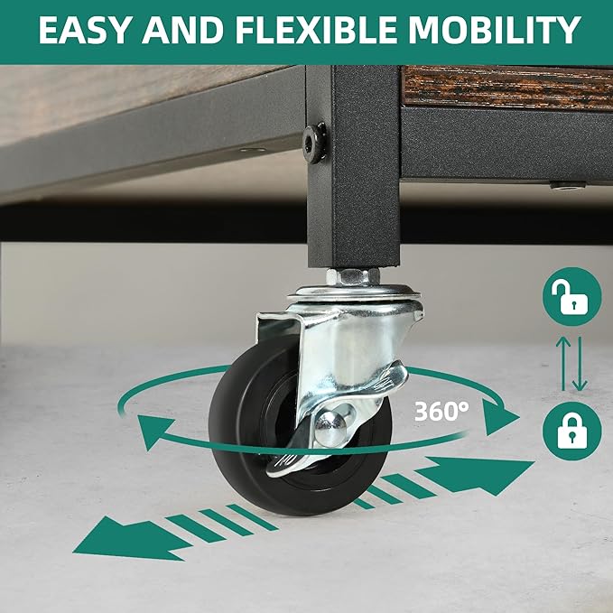 YITAHOME 24" Dog Crate Furniture with Wheels, Farmhouse Decorative Wood Dog Cage End Table Chew-Resistant Wooden Dog Kennel Indoor for Small Dogs, Rustic Brown