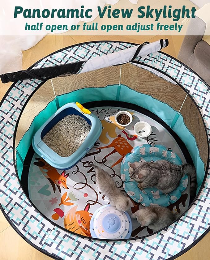 BNOSDM Rabbit Playpen with Zippered Top Portable Cat Play pens Cage Tent Kitten Foldable Pop Up playpen Indoor Outdoor Travel Use Exercise Yard Fence for Rabbits Kittens Cats