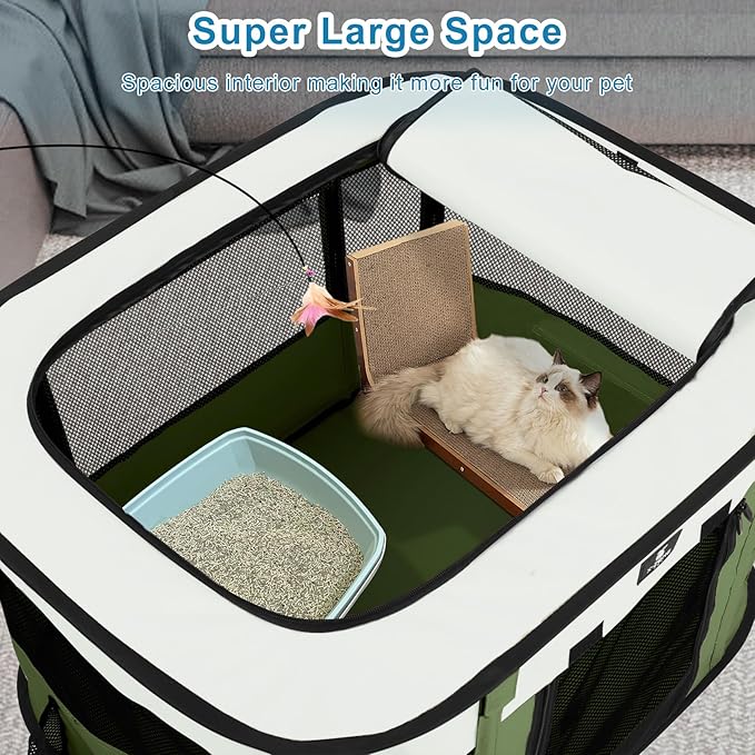 X-ZONE PET Dog Playpen, Puppy Cat Play Pen Portable Foldable Indoor/Outdoor Tent Crate Cage, Portable Pet Crate Small Size Green 30''