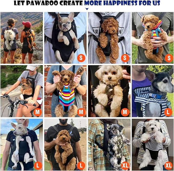 Pawaboo Pet Carrier Backpack, Adjustable Pet Front Cat Dog Carrier Backpack Travel Bag, Legs Out, Easy-Fit for Traveling Hiking Camping for Small Medium Dogs Cats Puppies, Small, Blue & White Stripes